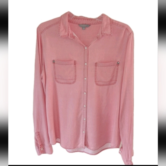 Rubbish Salmon Long Sleeve Lightweight Rayon Shirt Large - Picture 1 of 9